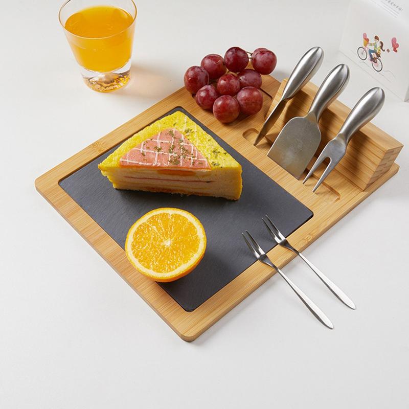 Bamboo Cheese Board & Knives Set - TheEcoKitchenPlus