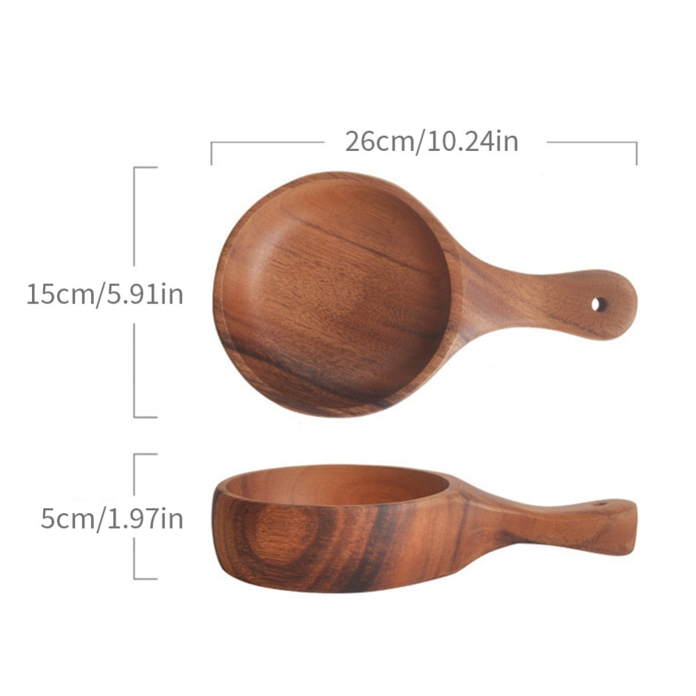 Wooden Sauce Dish With Handle